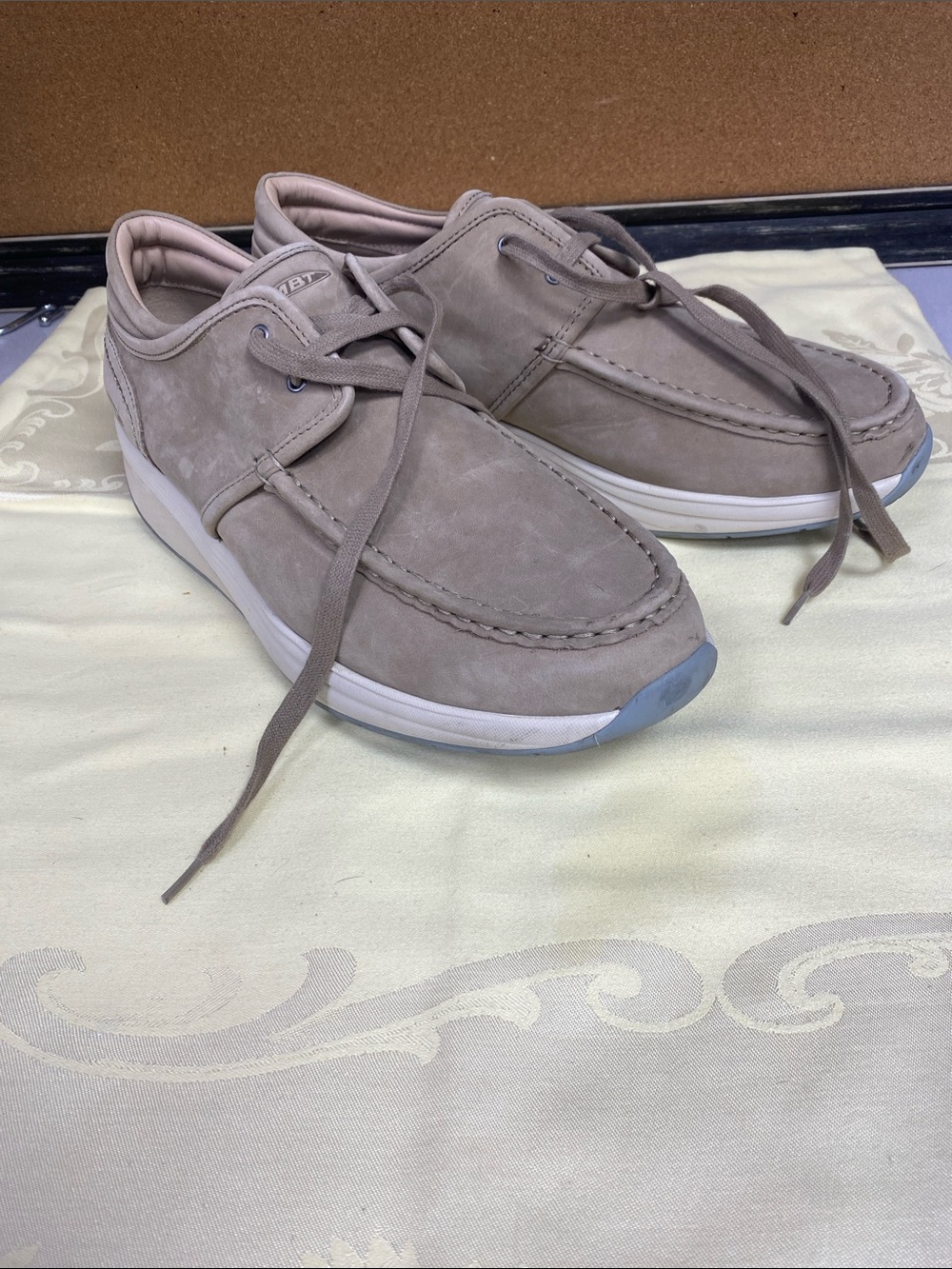 MBT Men's Taupe Suede Lace-Up Loafers